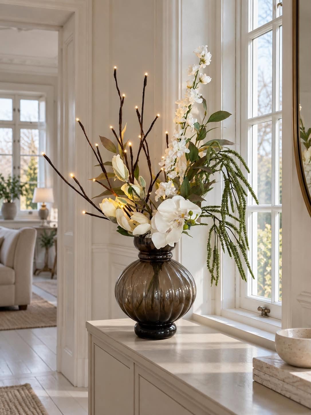 Branche décorative avec 24 LED – blanc chaud