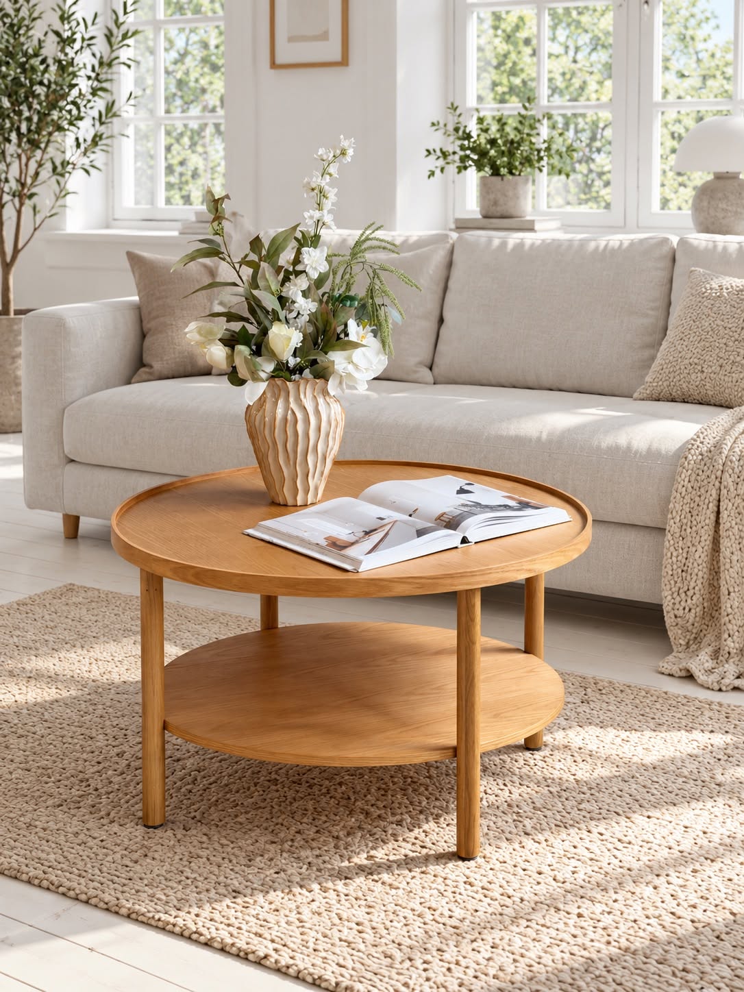 Table basse avec étagère – Chêne et MDF