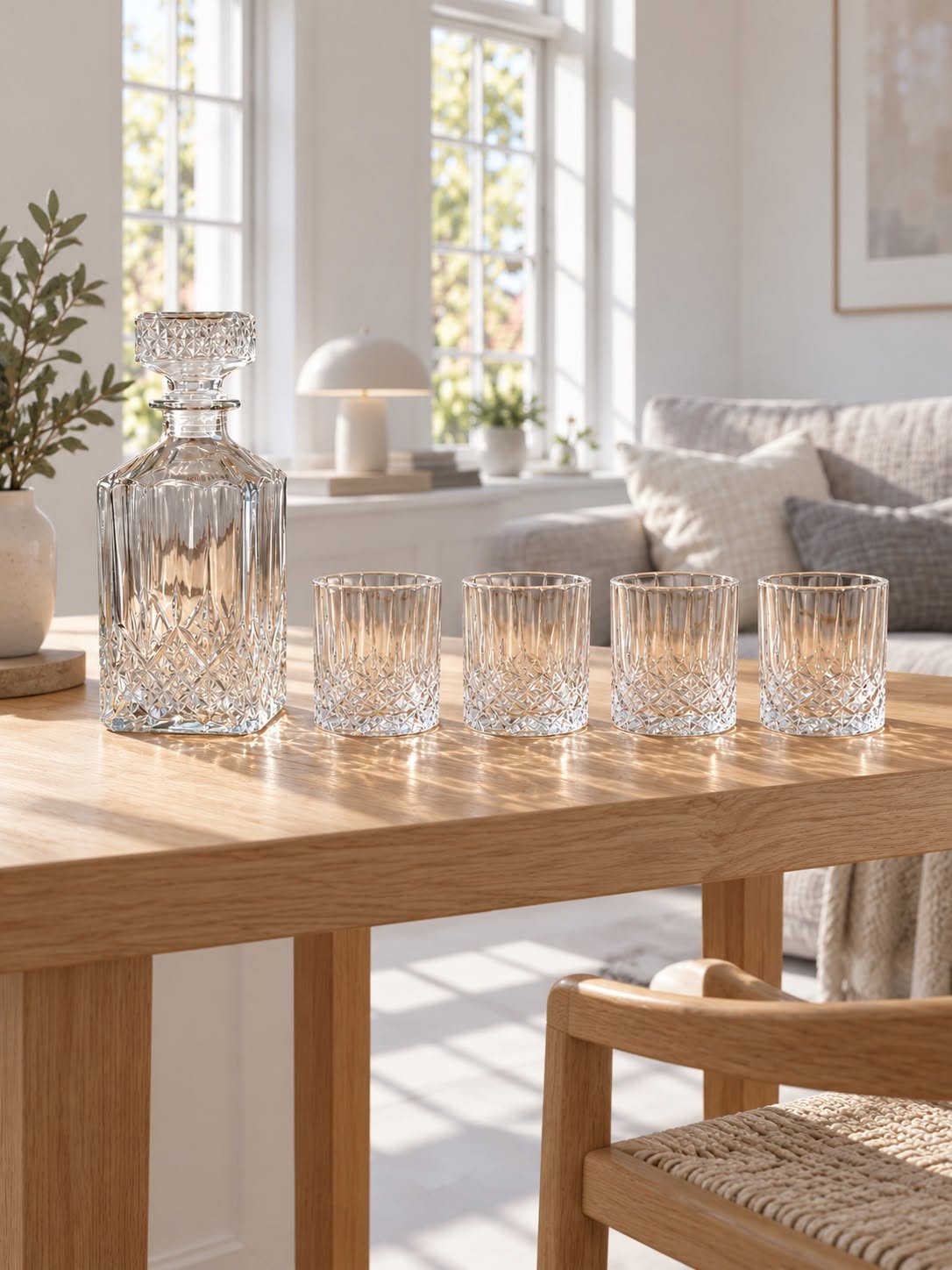 Carafe en verre avec 4 verres – design cristal