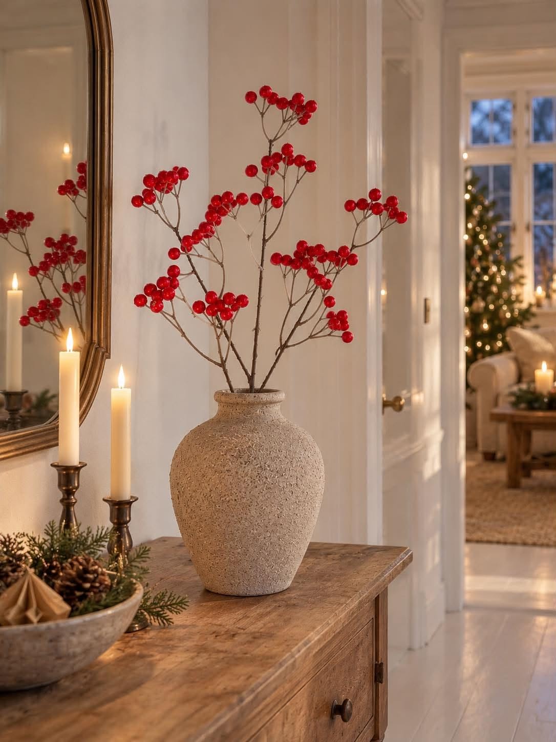 Branche de baies rouge – Branche décorative artificielle