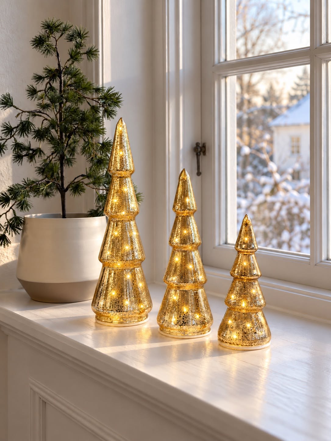 Sapins de Noël avec éclairage LED - Lot de 3 tailles