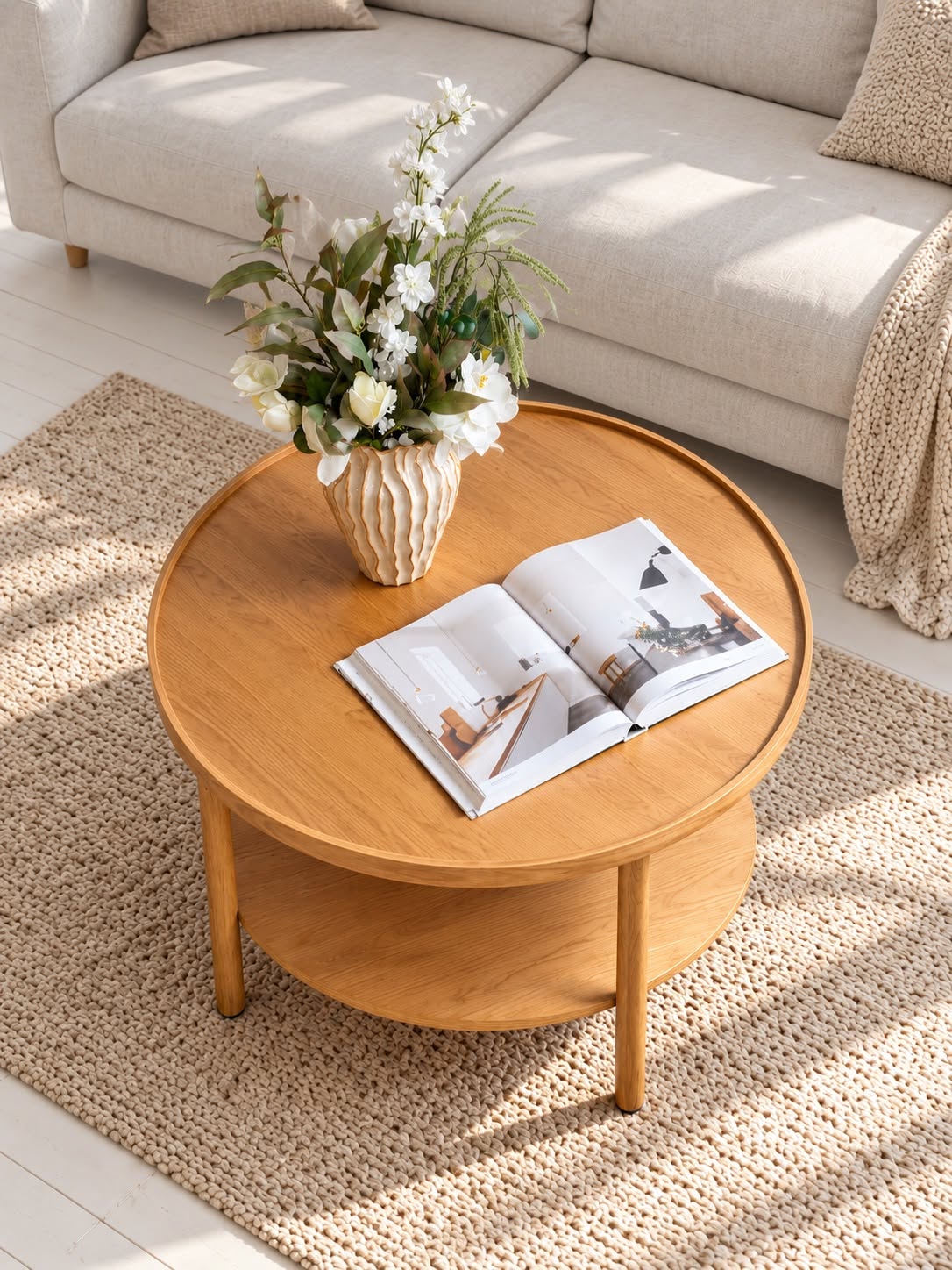 Table basse avec étagère – Chêne et MDF