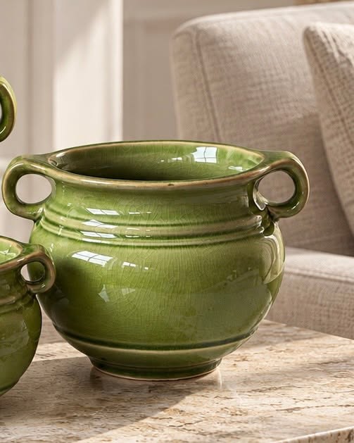 Krukke Olive – Pot en grès vert