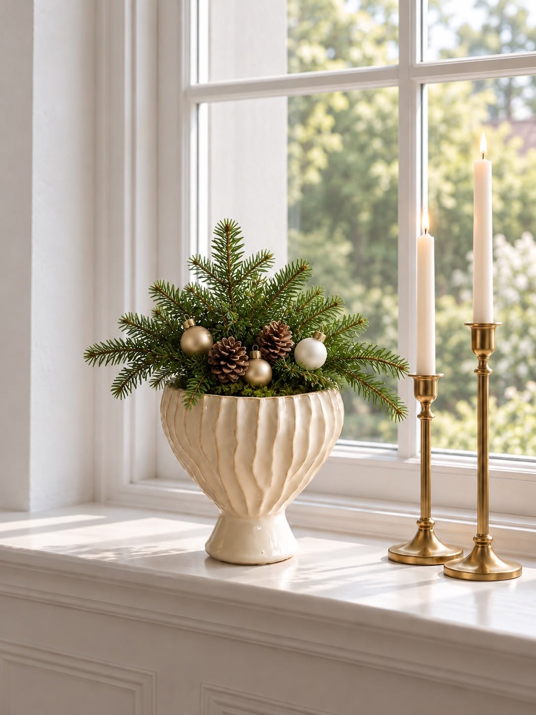 Présentoir fait main – décoration blanc/doré