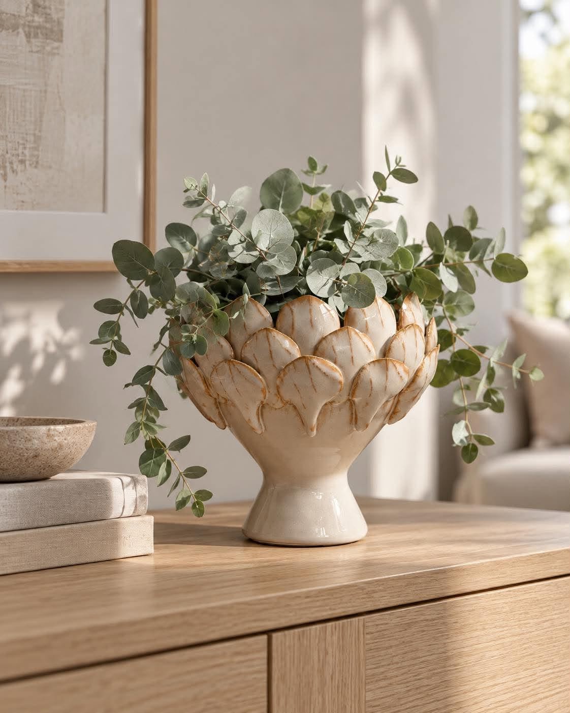 Objet décoratif avec feuilles - Sable