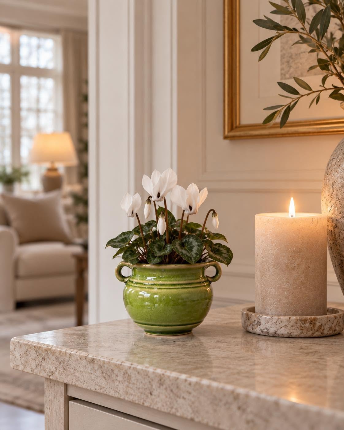 Krukke Olive – Pot en grès vert