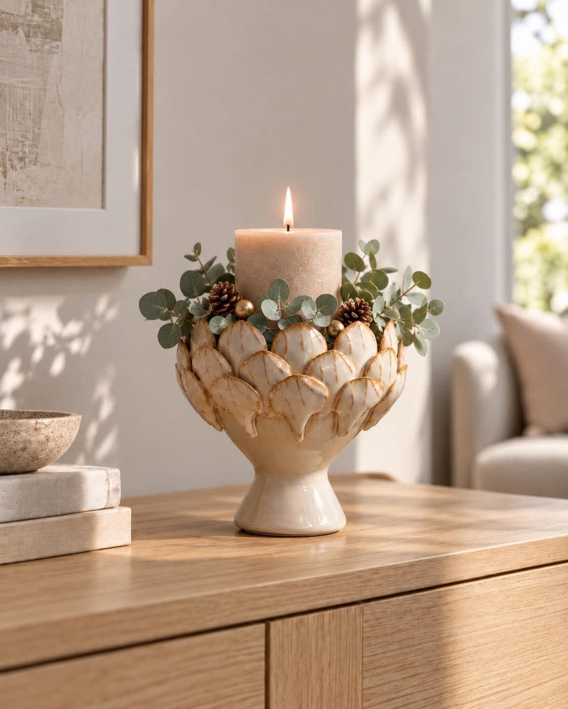 Objet décoratif avec feuilles - Sable