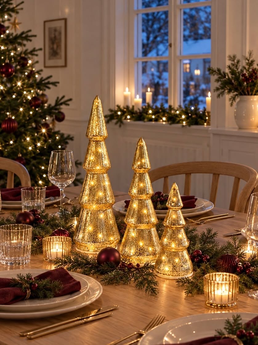 Sapins de Noël avec éclairage LED - Lot de 3 tailles