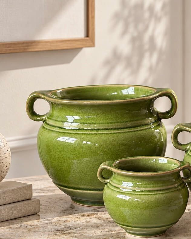 Krukke Olive – Pot en grès vert