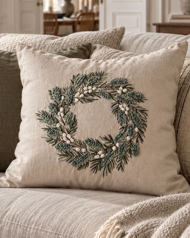 Housse de coussin JUL - Housse de coussin de Noël brodée