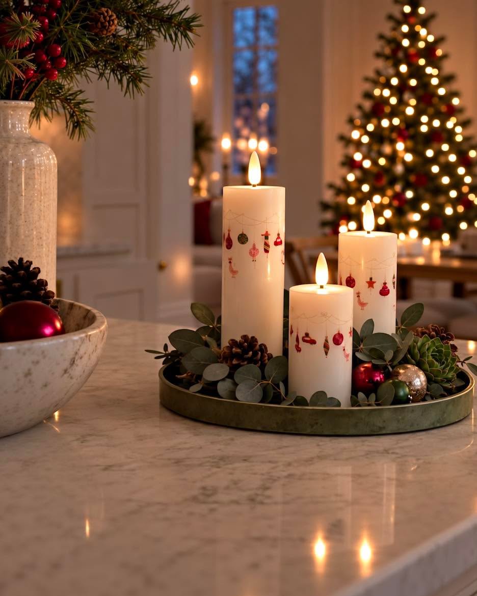 Bougies bloc de Noël LED - 3 pcs avec télécommande