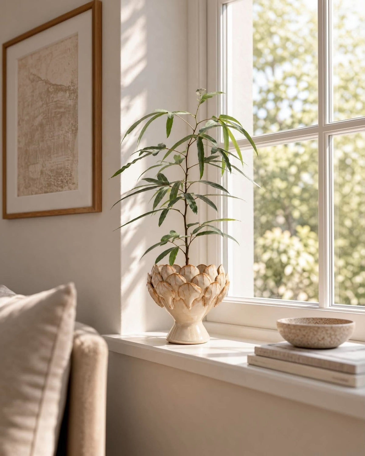 Objet décoratif avec feuilles - Sable