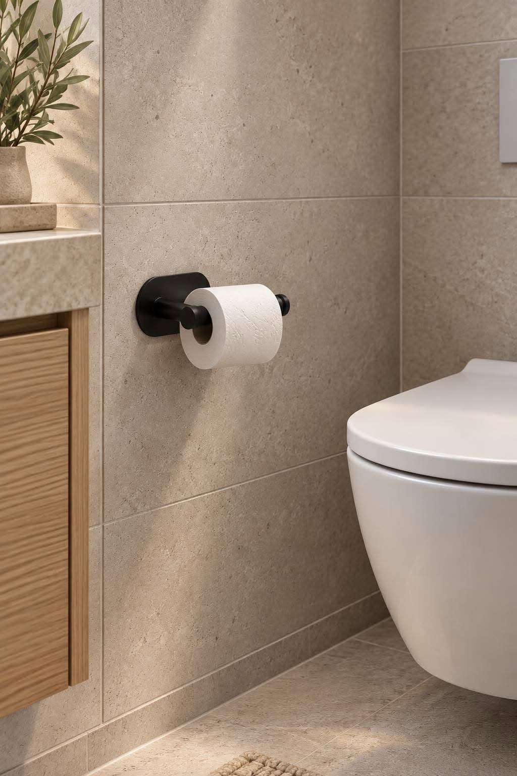 Porte-papier toilette noir – Mural en métal noir