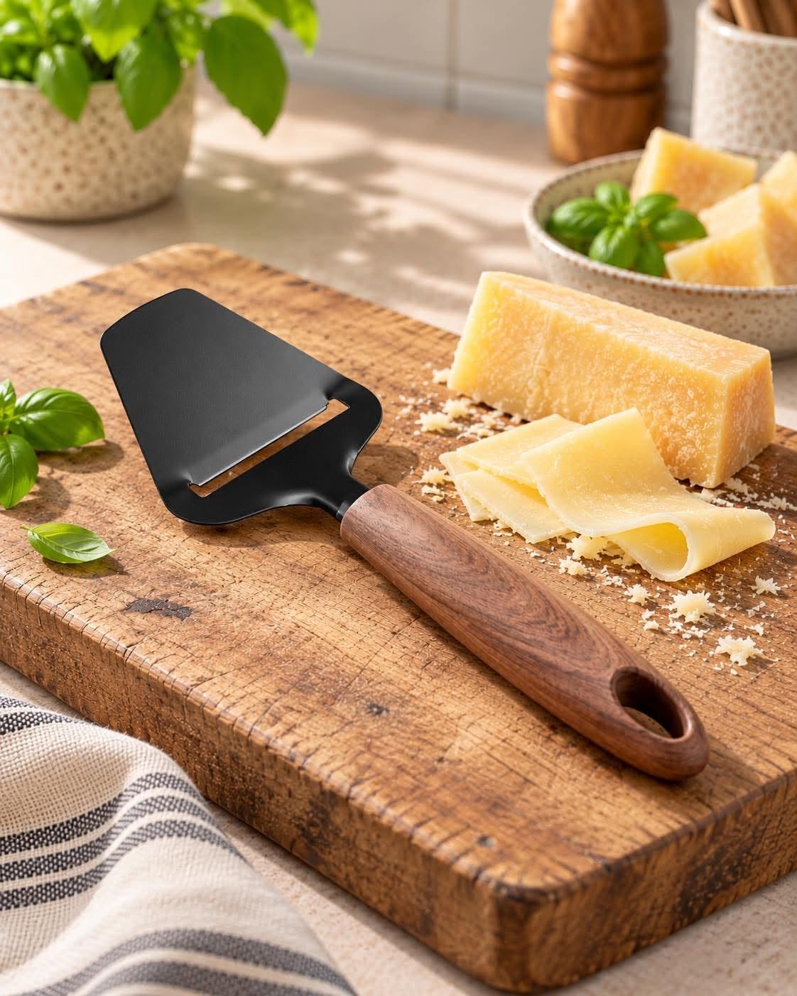 Rabot à fromage - Noire avec poignée en bois