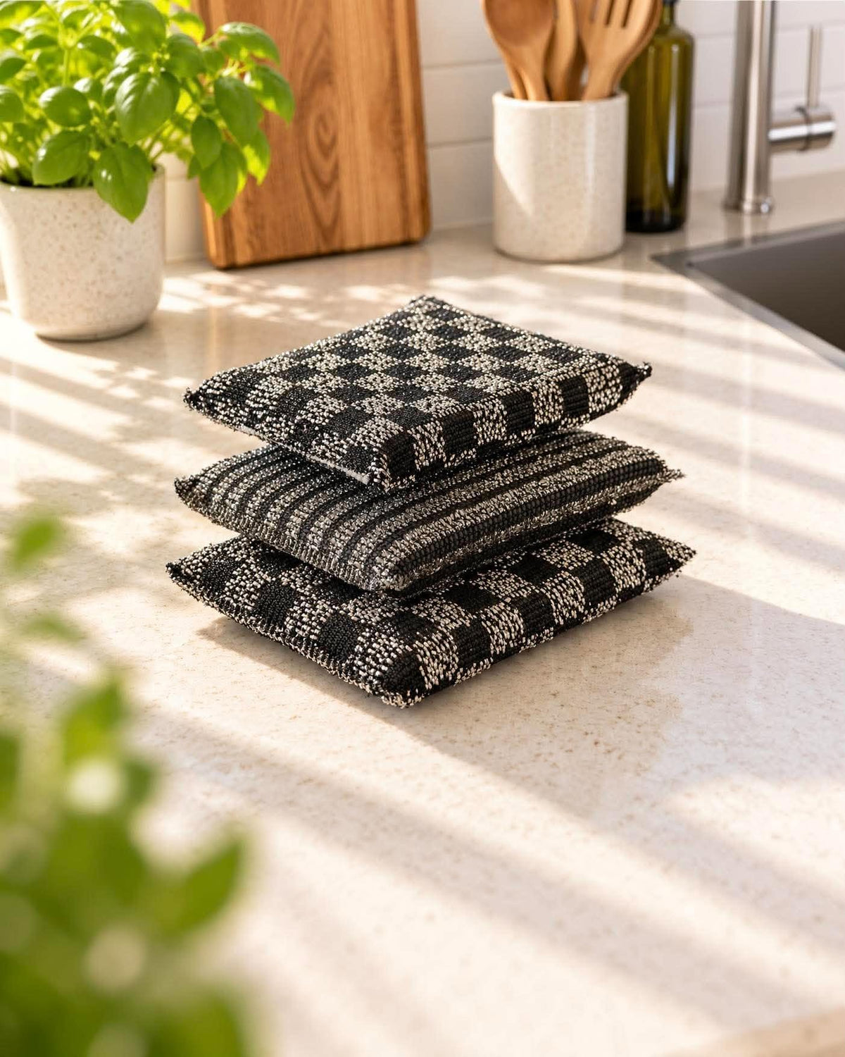 Svampe 3 pièces – Noires, à carreaux