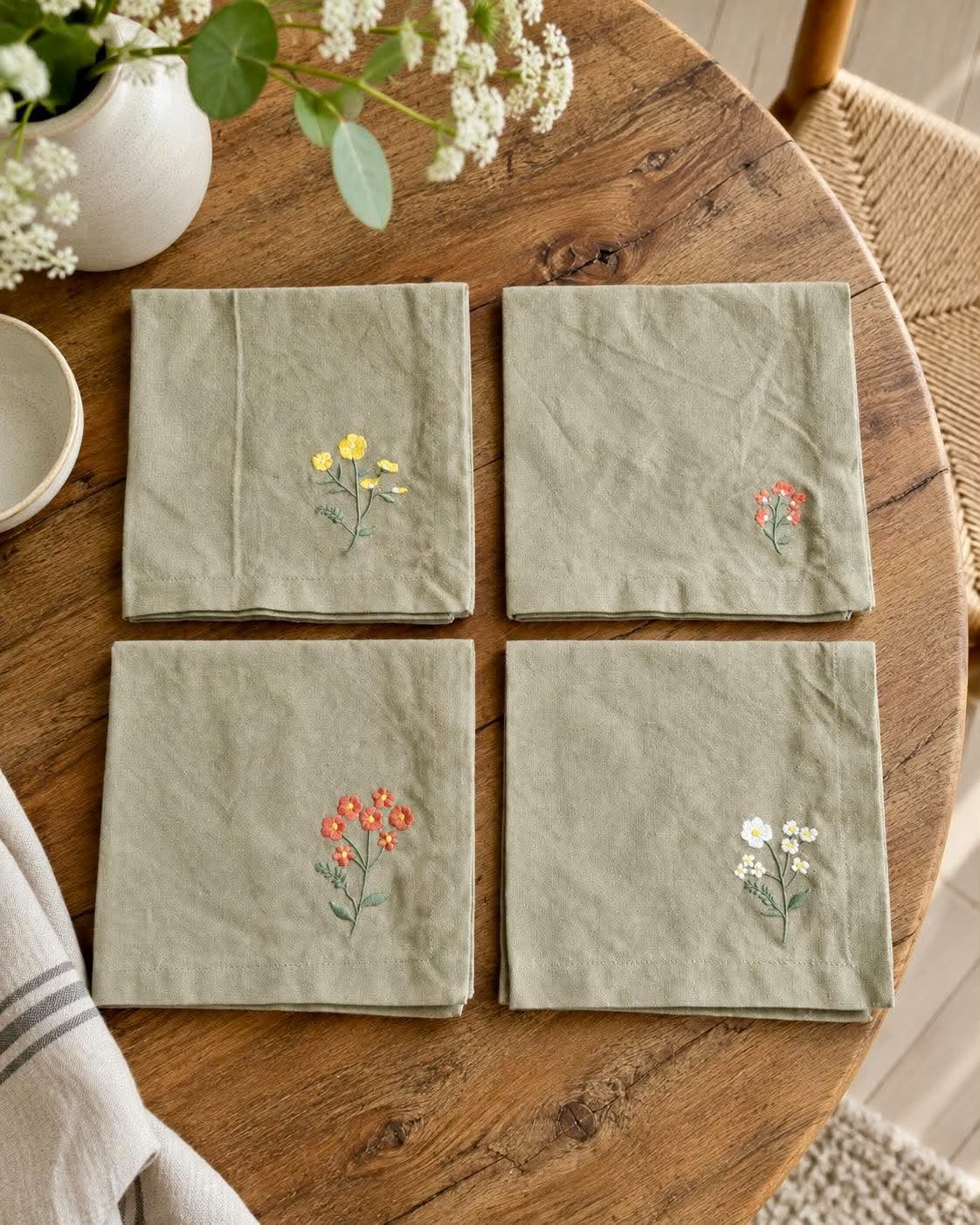 Serviette de table Flower - Lot de 4 pièces