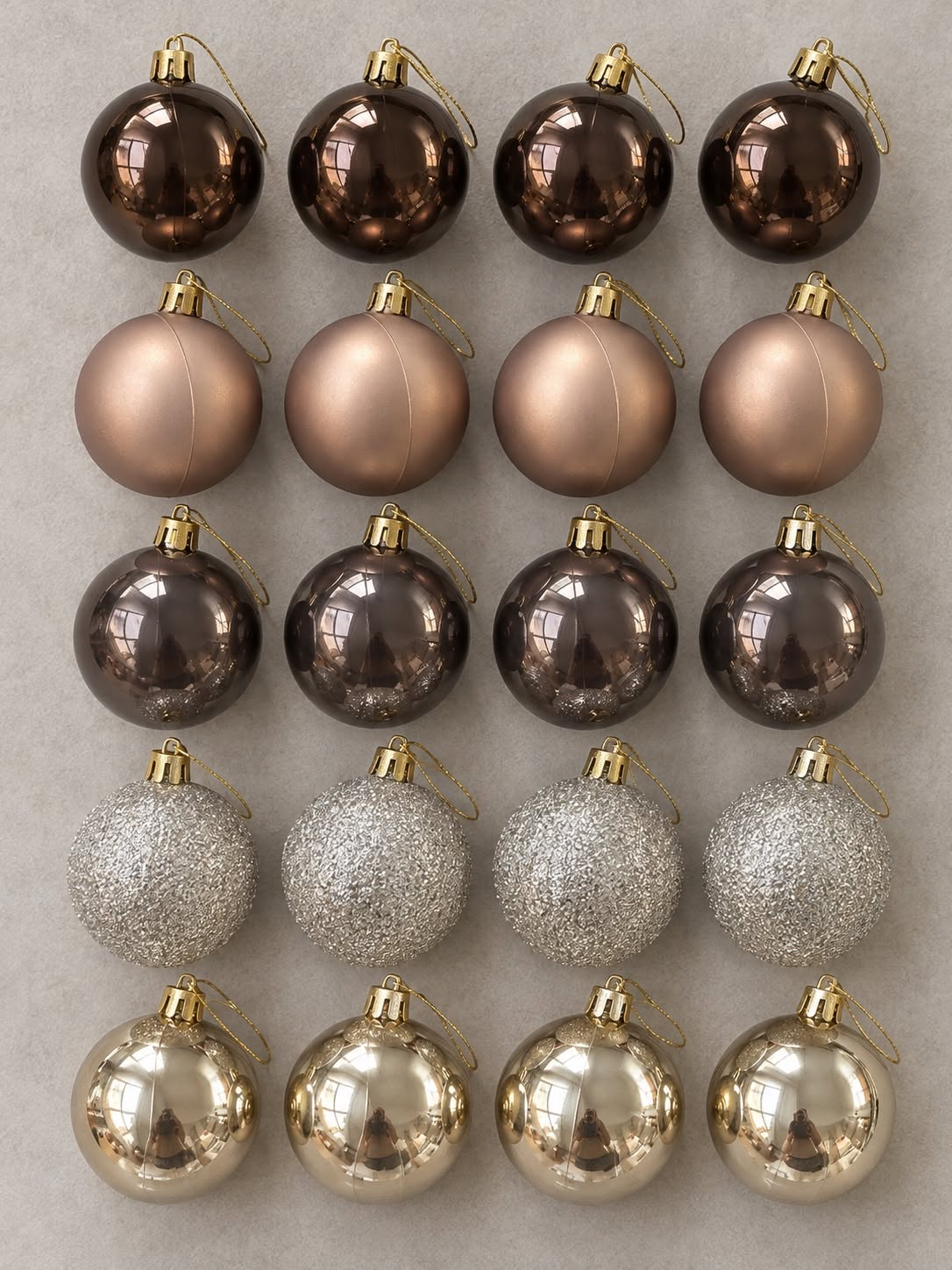 Boules de Noël 20 pcs – Nuances de brun