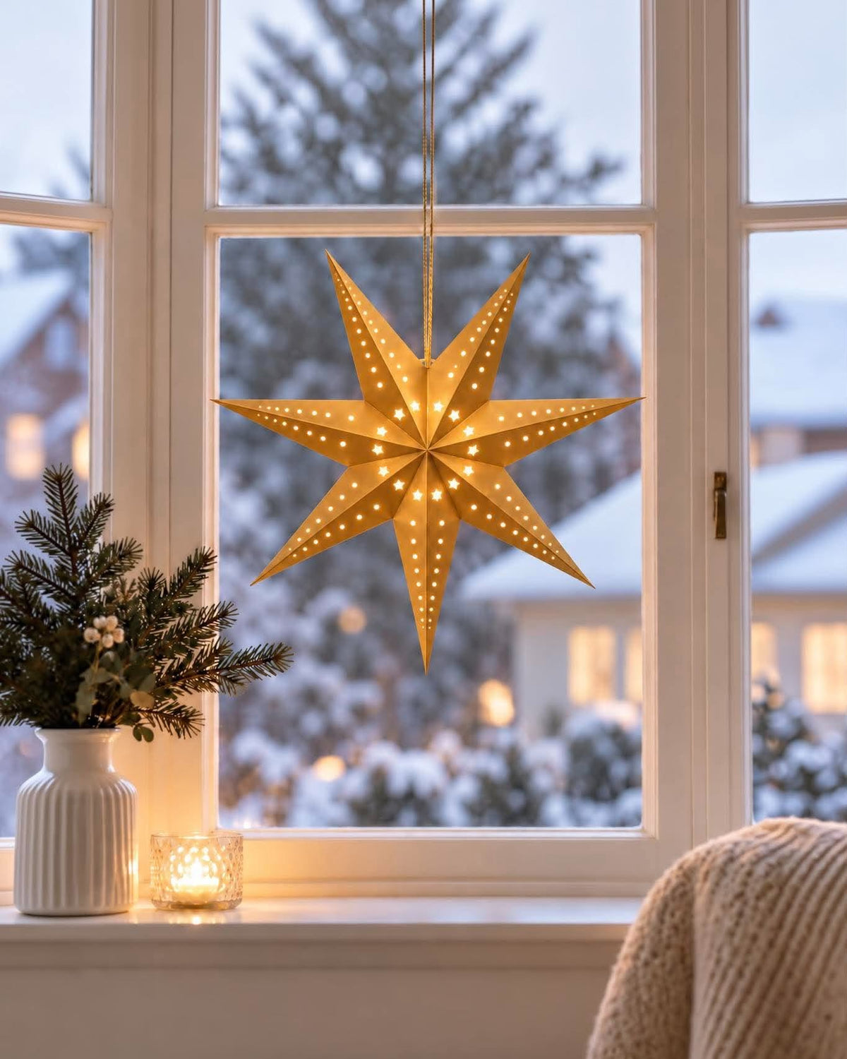 Étoile 40 cm avec lumières LED - Doré