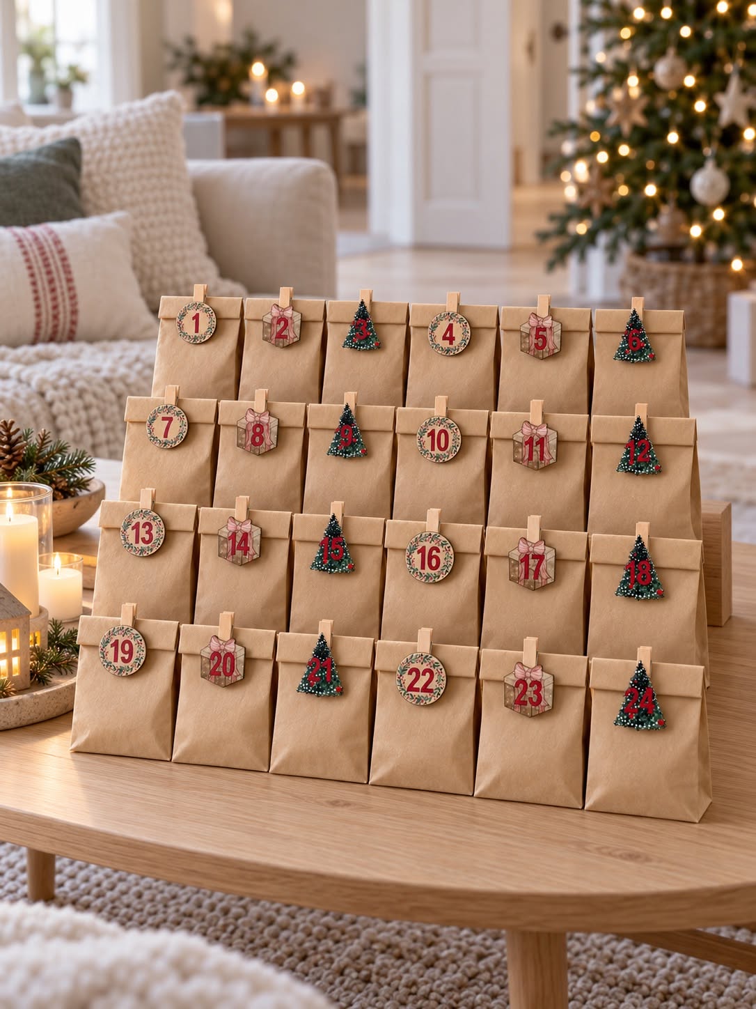 Pinces pour calendrier de l’Avent, 24 pcs – pinces en bois