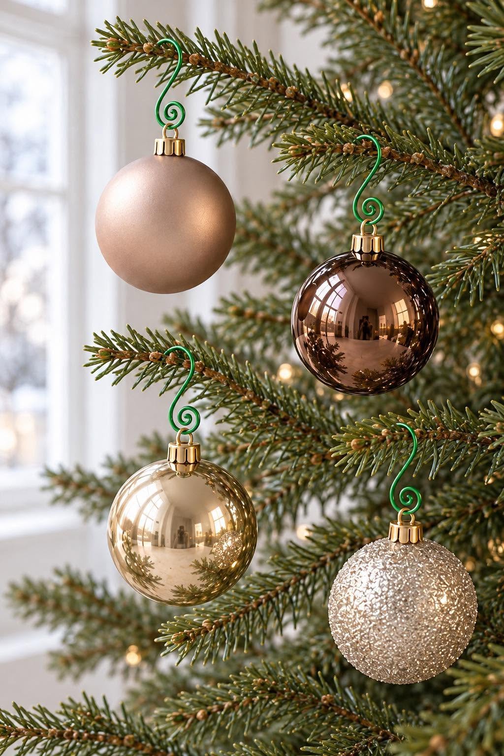 Crochets de sapin de Noël verts, lot de 40 pièces – métal
