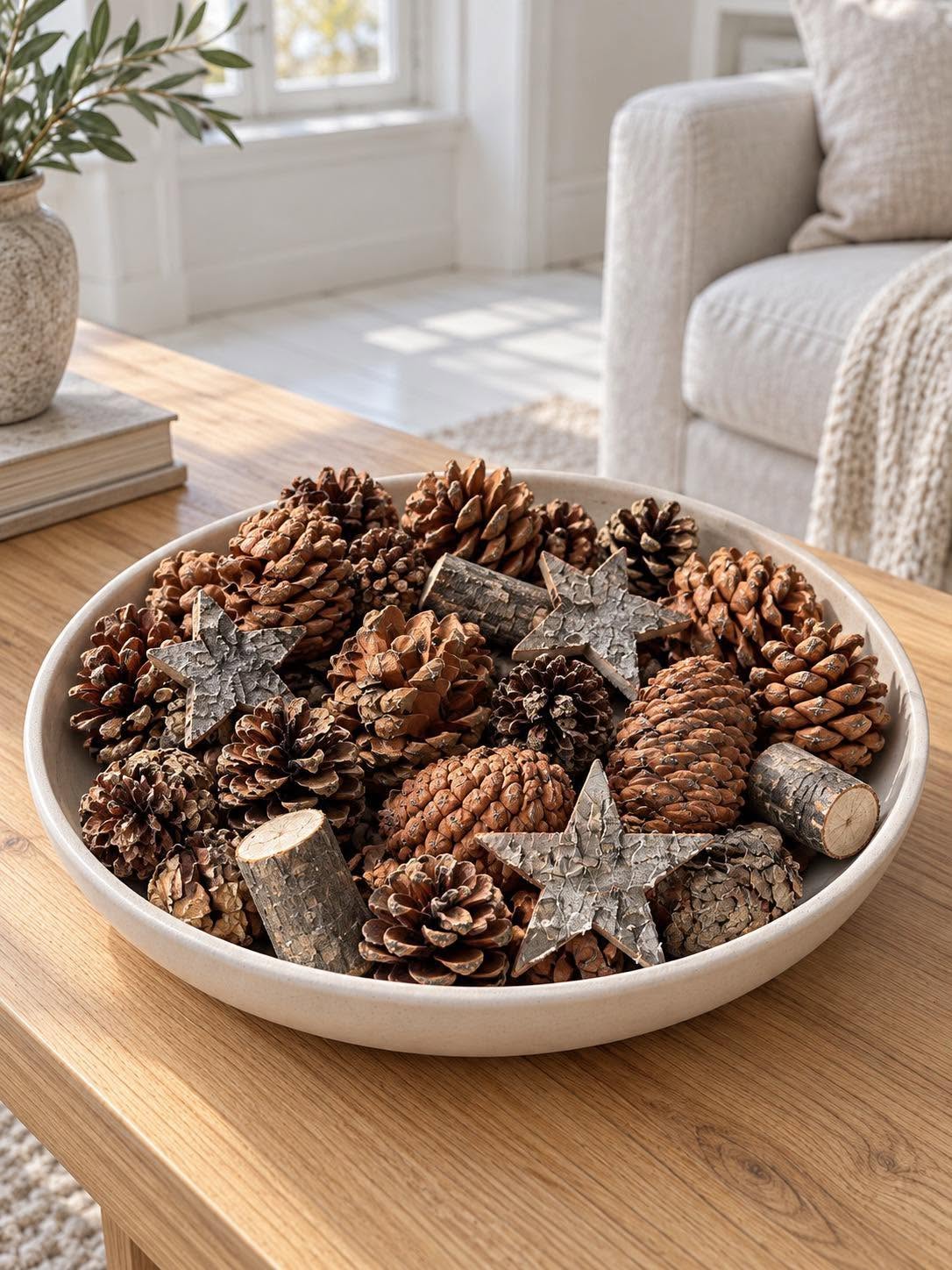 Mélange déco avec pommes de pin, écorce et étoiles - 300 grammes