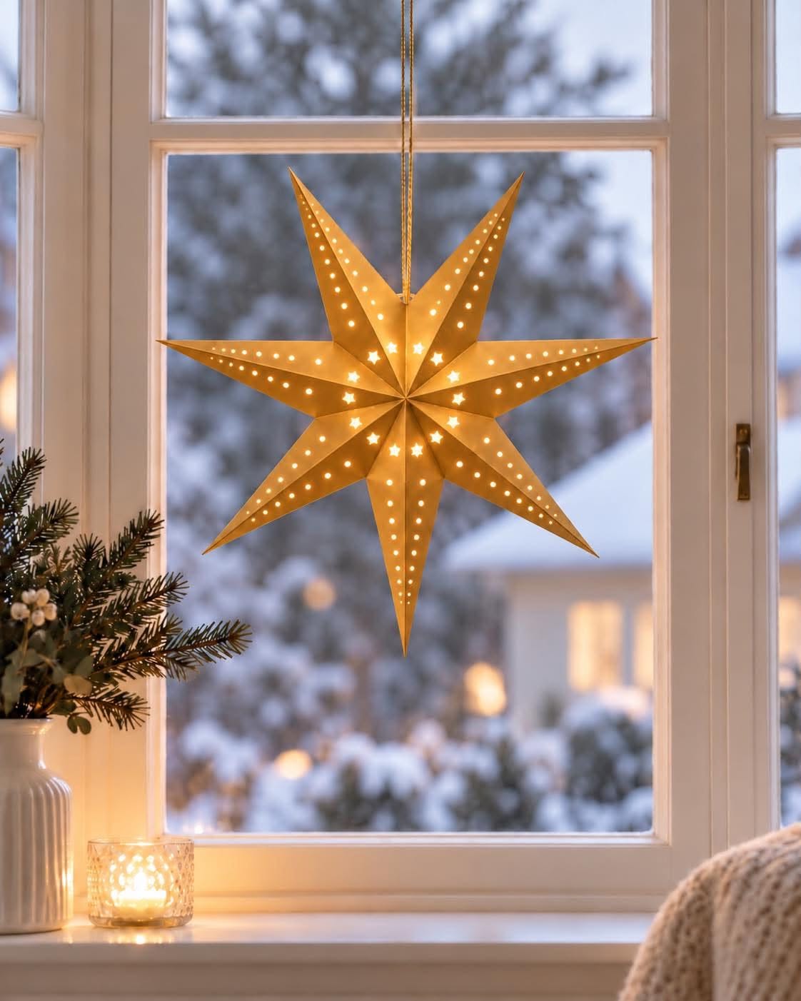 Étoile 40 cm avec lumières LED - Doré
