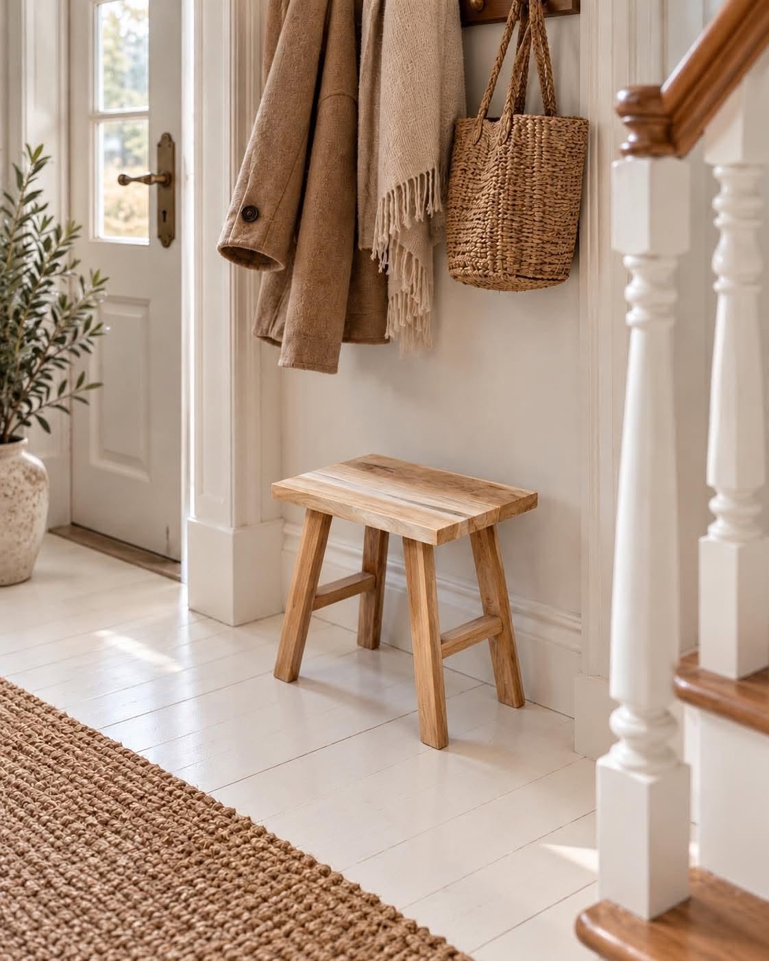 Tabouret en teck – aspect bois naturel