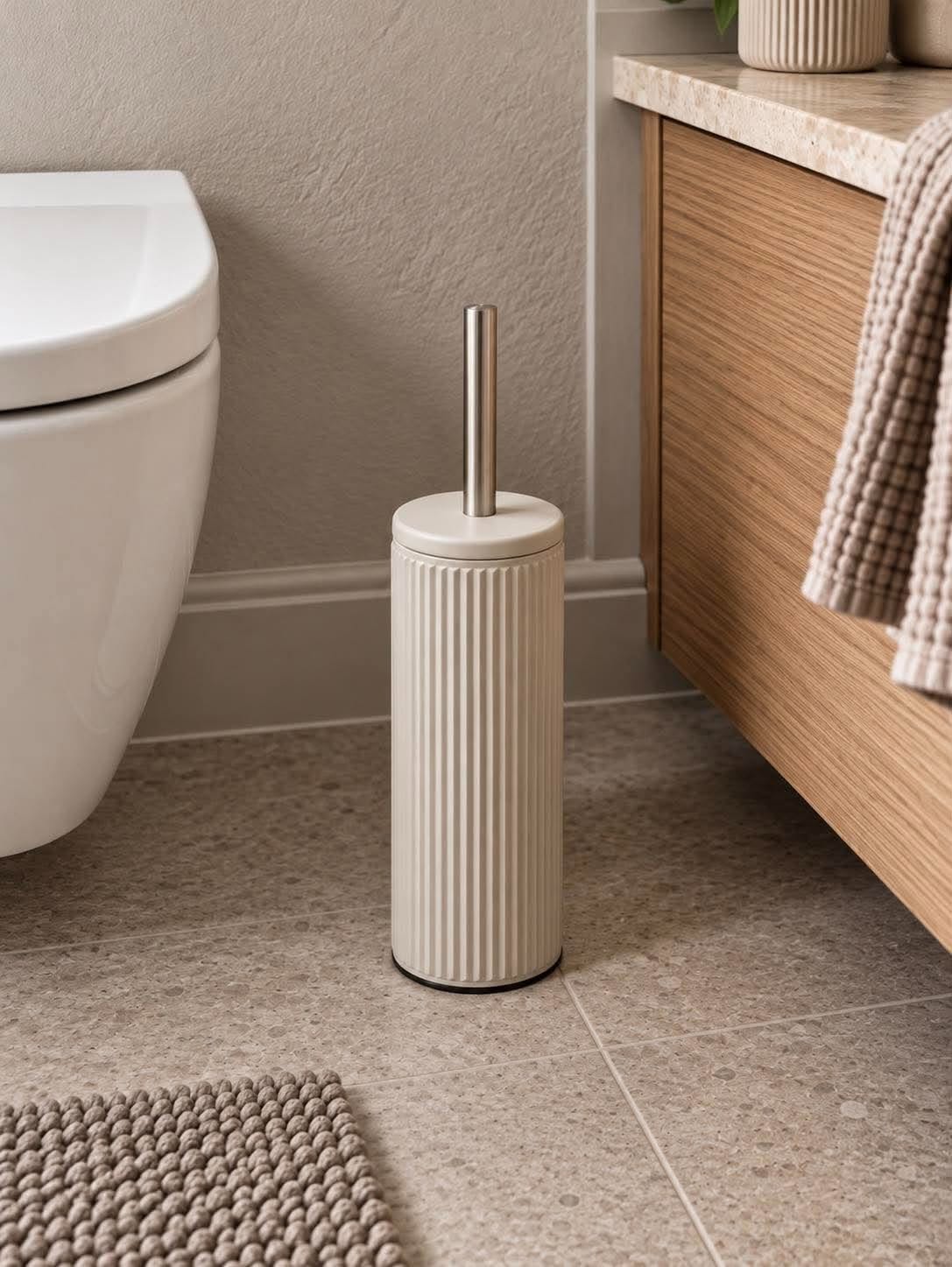 Brosse WC rainurée - Gris chaud