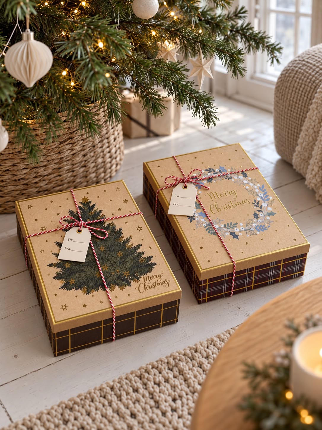 Boîte cadeau avec couronne – boîte cadeau de Noël