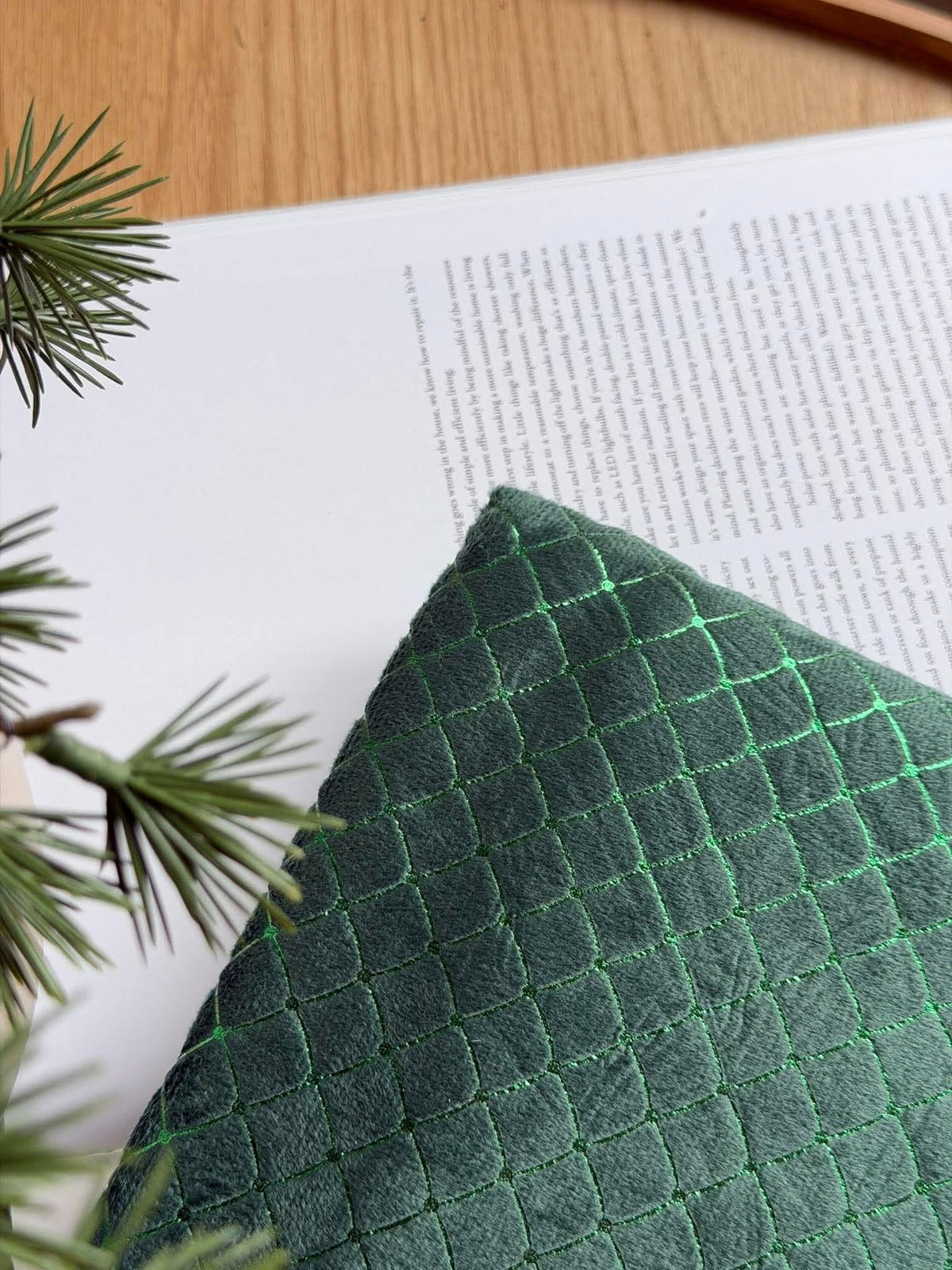 Nappe verte avec motif en losanges - 140 x 240 cm