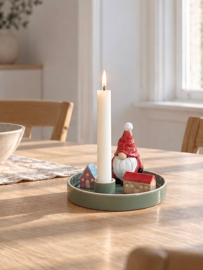Bougeoir Nisse avec maisons – Grès