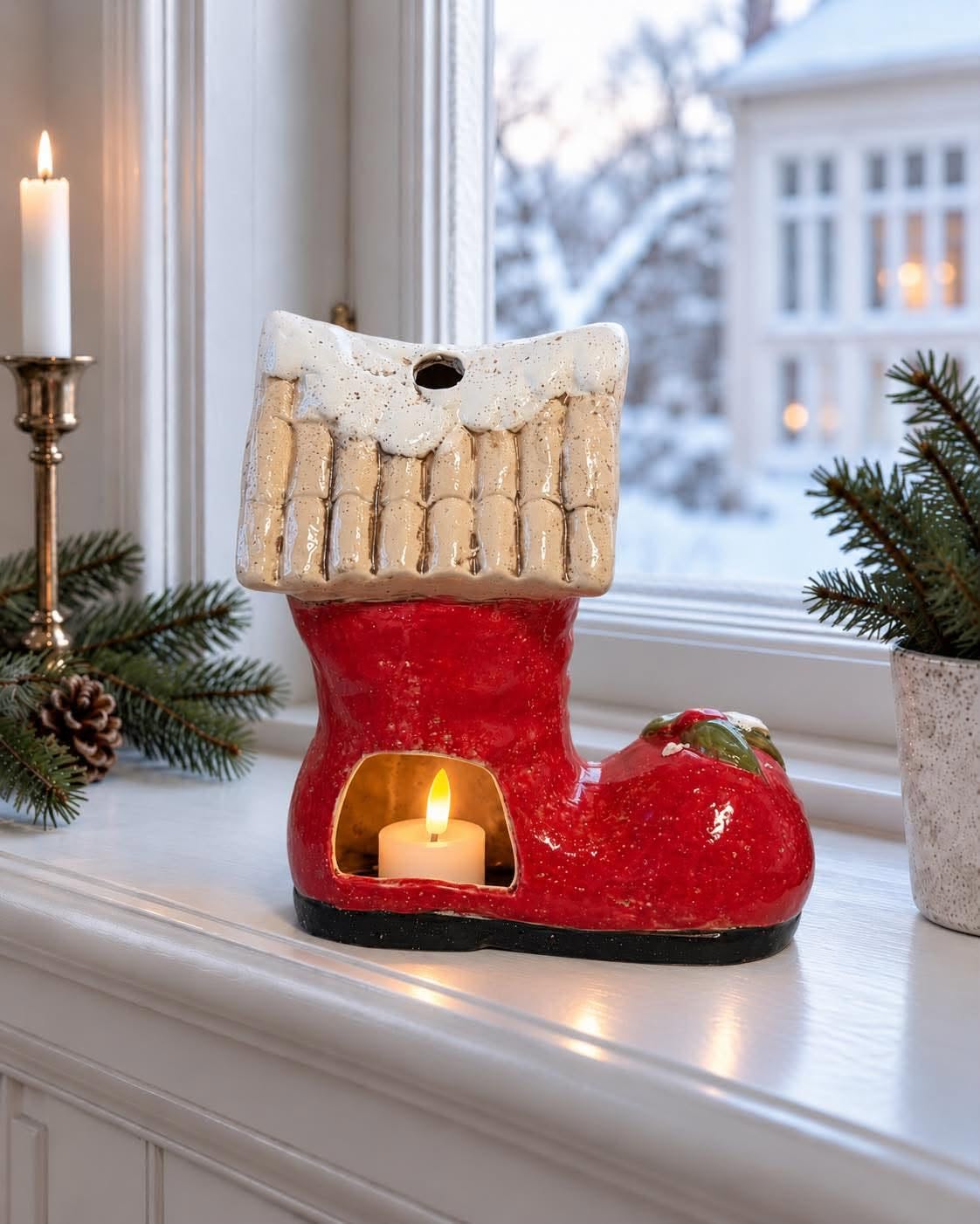 Bougeoir botte de Noël – céramique