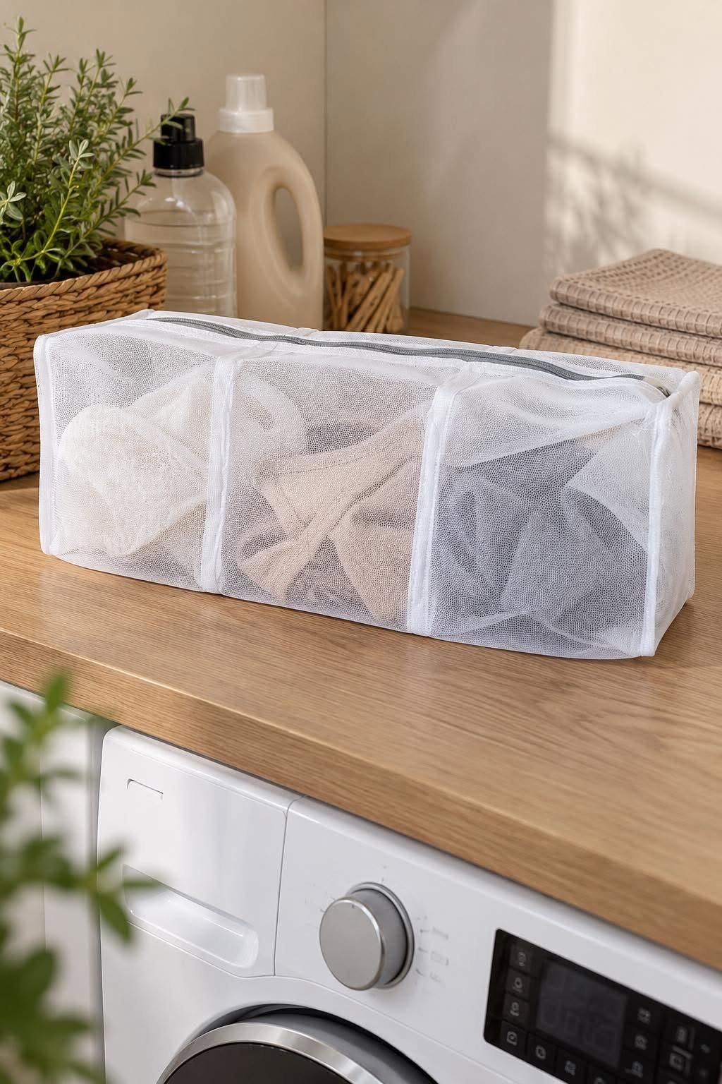 Sac à linge à 3 compartiments - Blanc