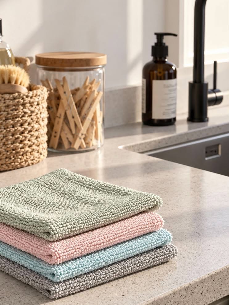 Chiffons en microfibre avec surface à récurer - lot de 4