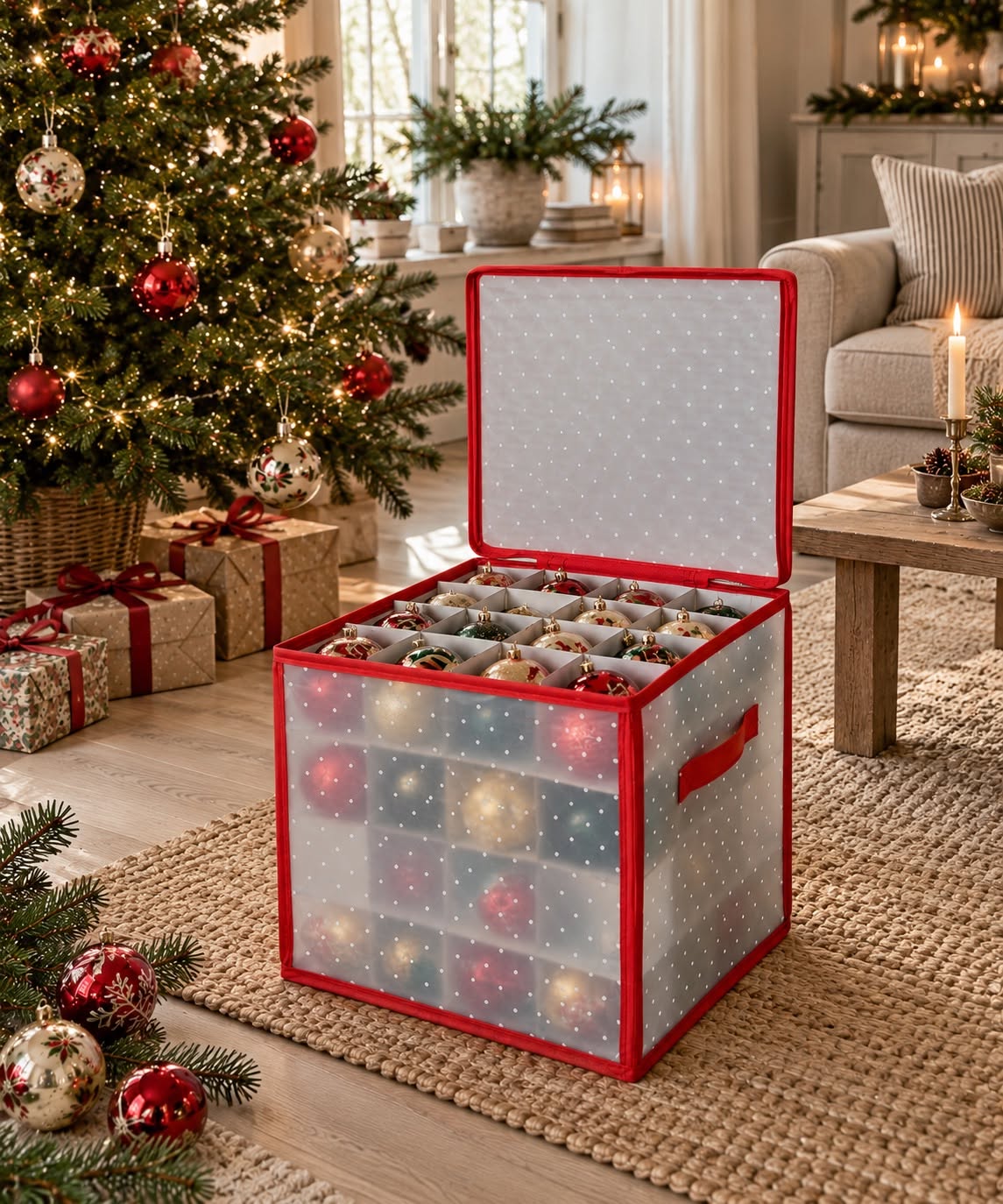 Coffret de rangement pour 64 boules de Noël