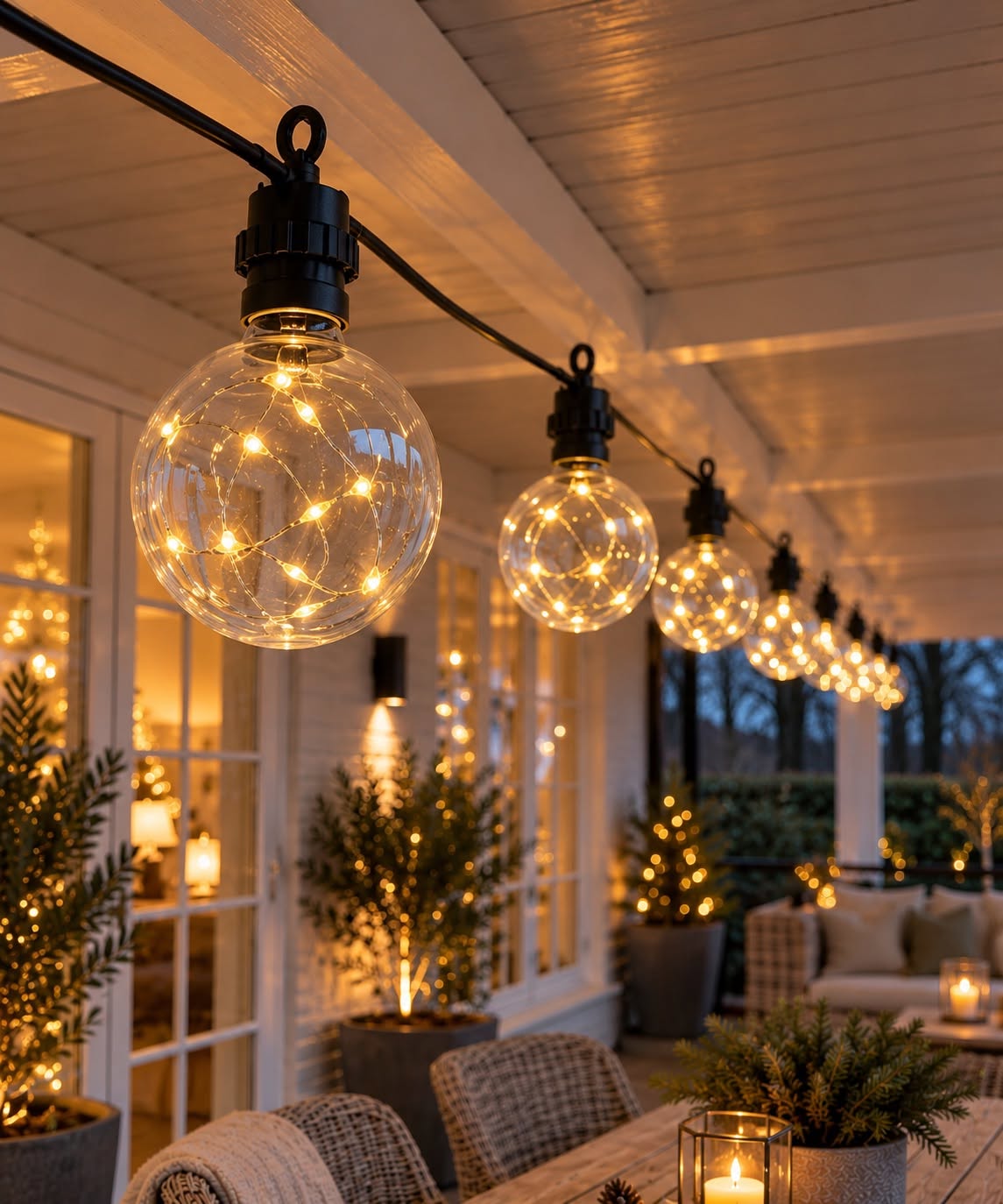 Guirlande lumineuse LED avec 10 ampoules et un total de 100 micro LED blanc chaud