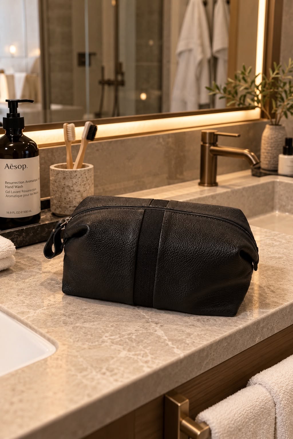 Set sac week-end - cuir noir