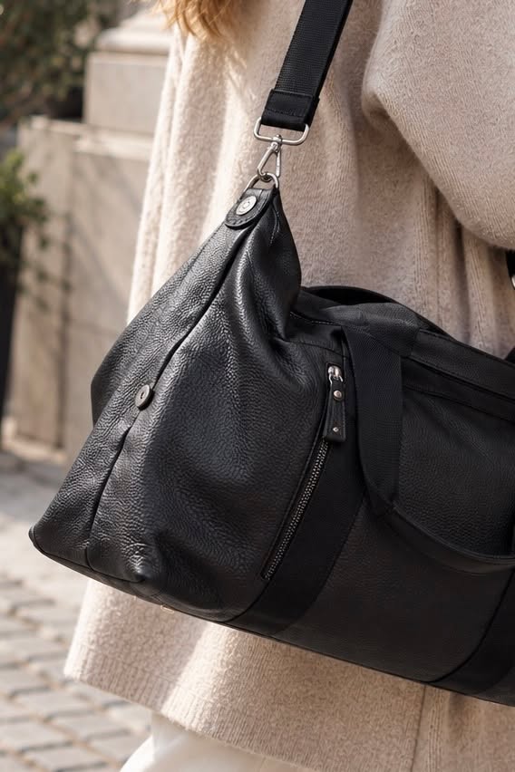 Set sac week-end - cuir noir