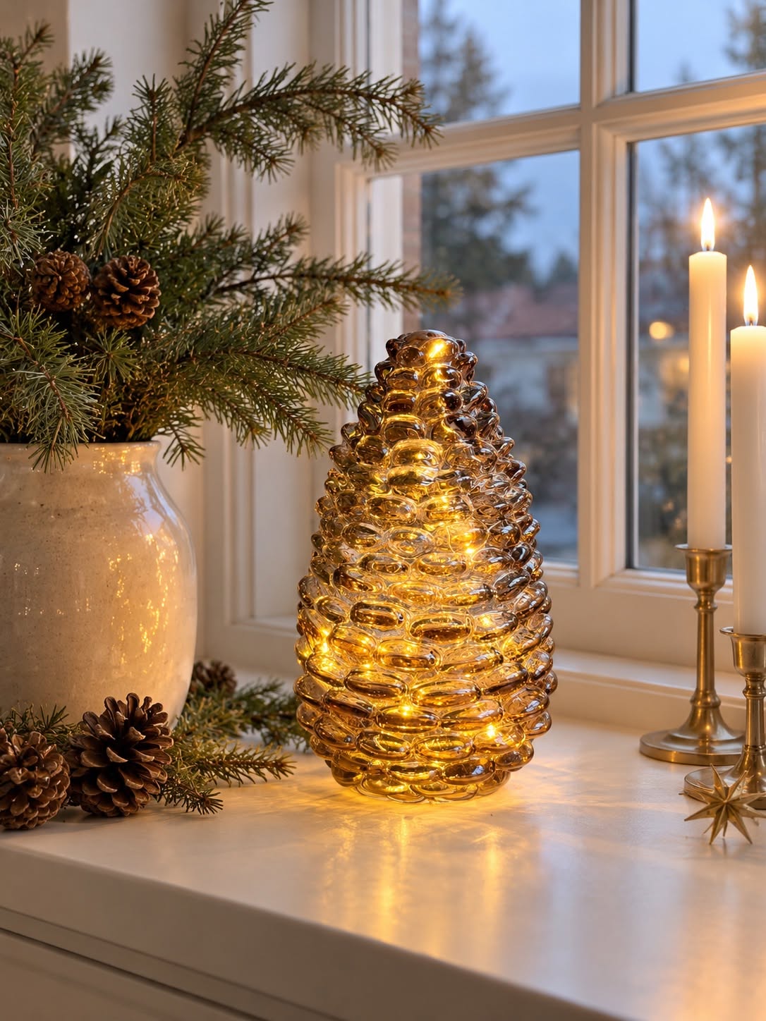 Pomme de pin avec lumière LED