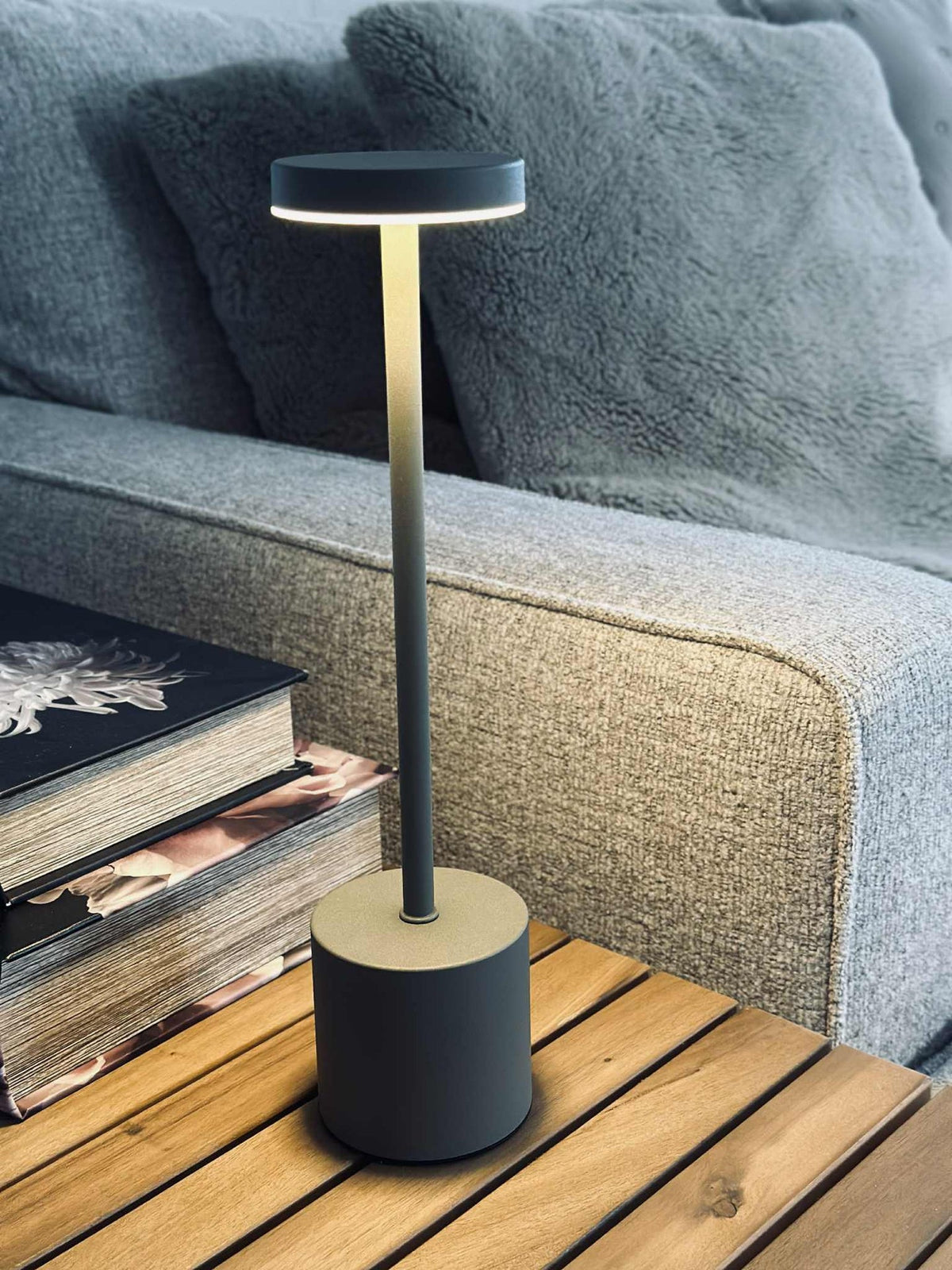 Lampe de table LED KELLY Taupe - rechargeable
