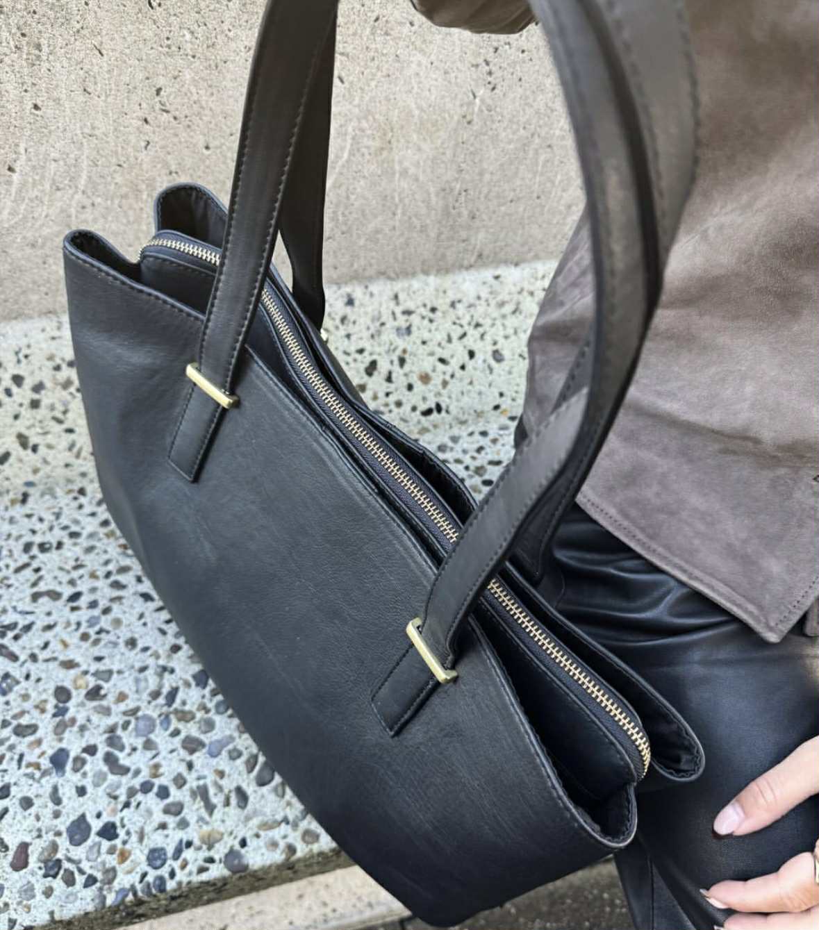 Sac de travail / cabas - Black leather