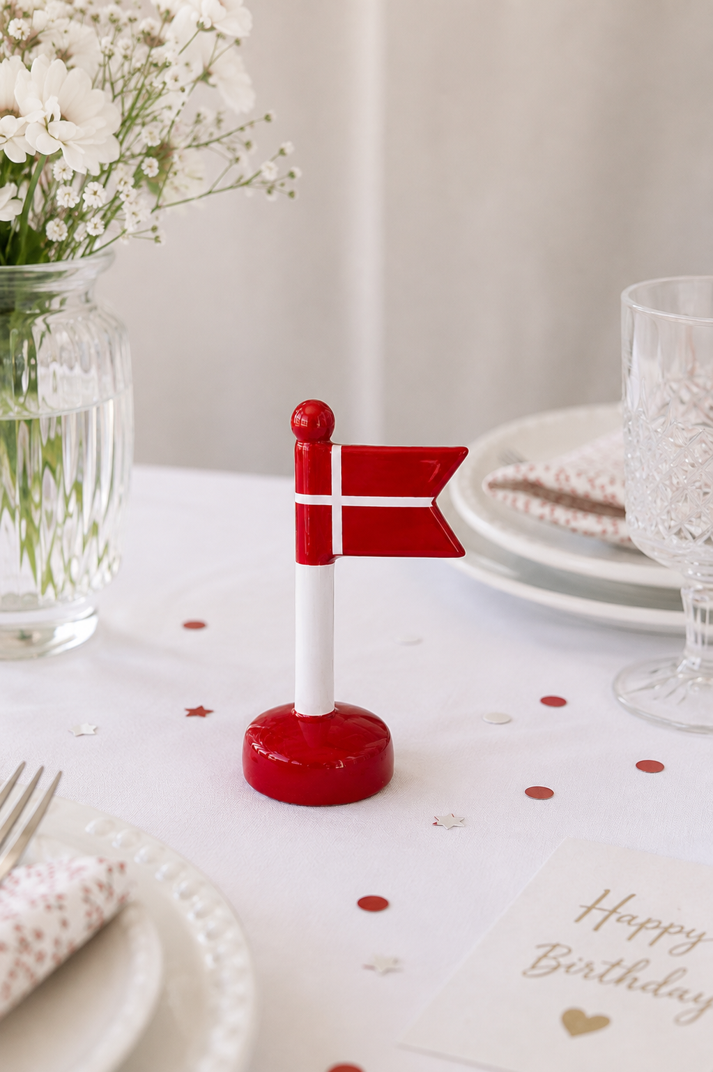Drapeau dannebrog en céramique - 13 cm