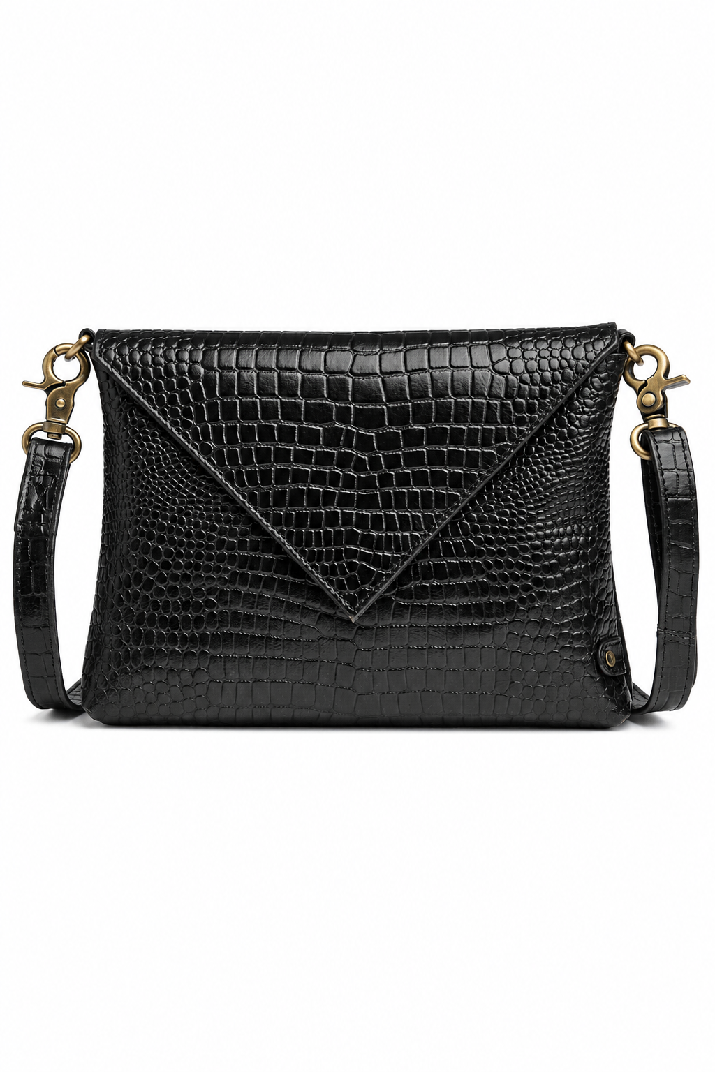 Clutch croco en cuir - Black