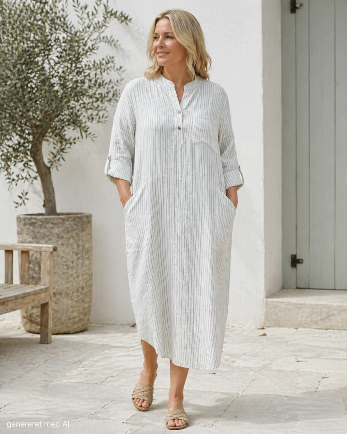 Robe en lin – Grey Stripe