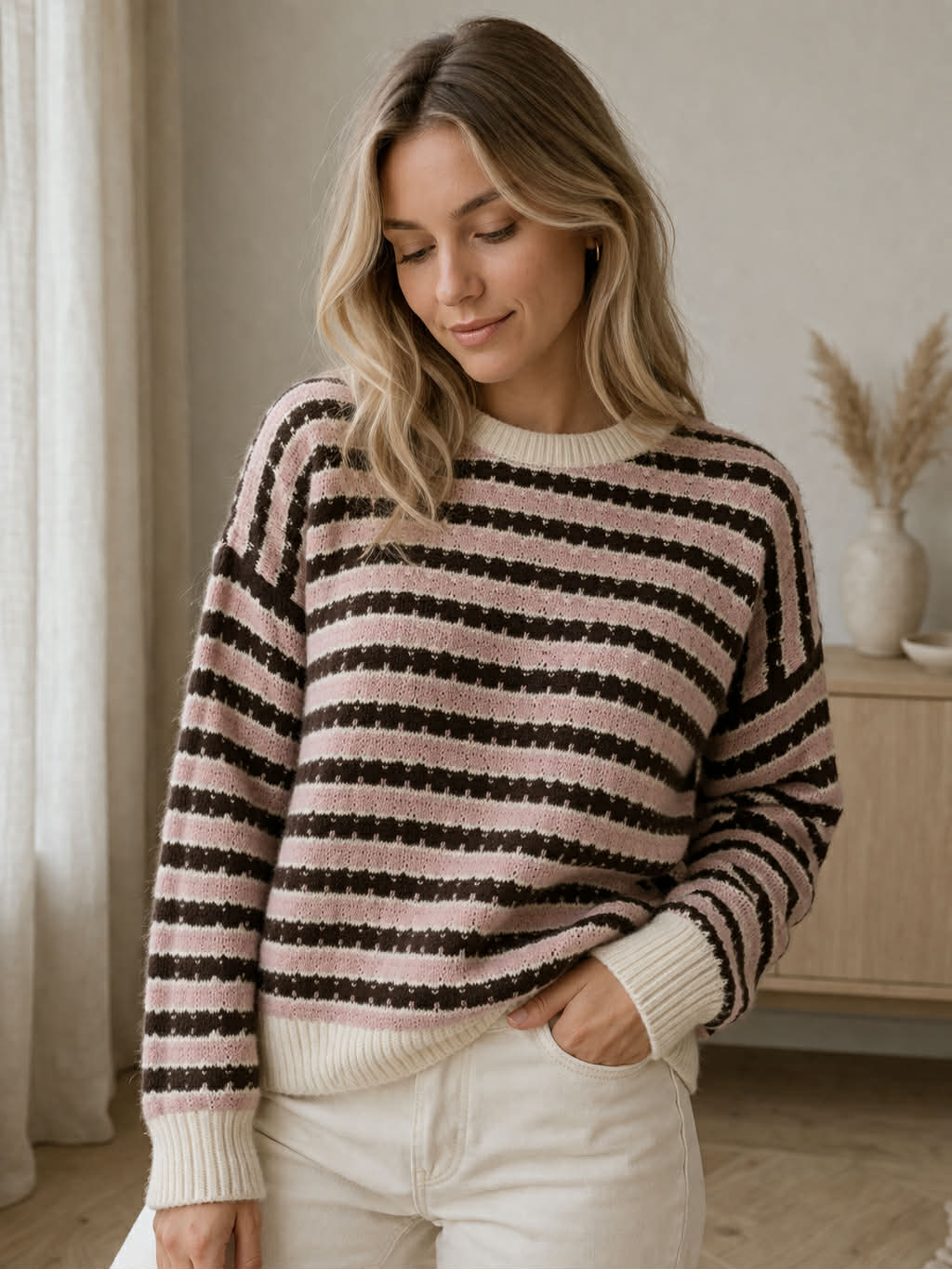 Tricot Nivelle - Old rose / brown