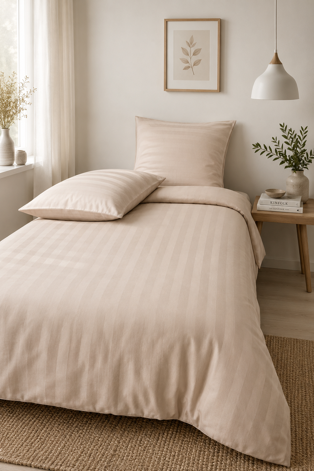 Parure de lit en satin de bambou, gris château 140x200