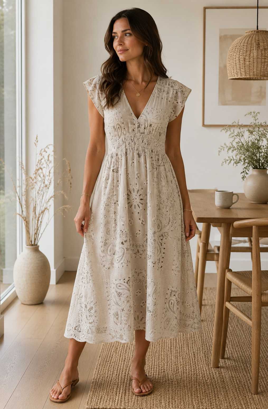 Robe summer cotton - Beige