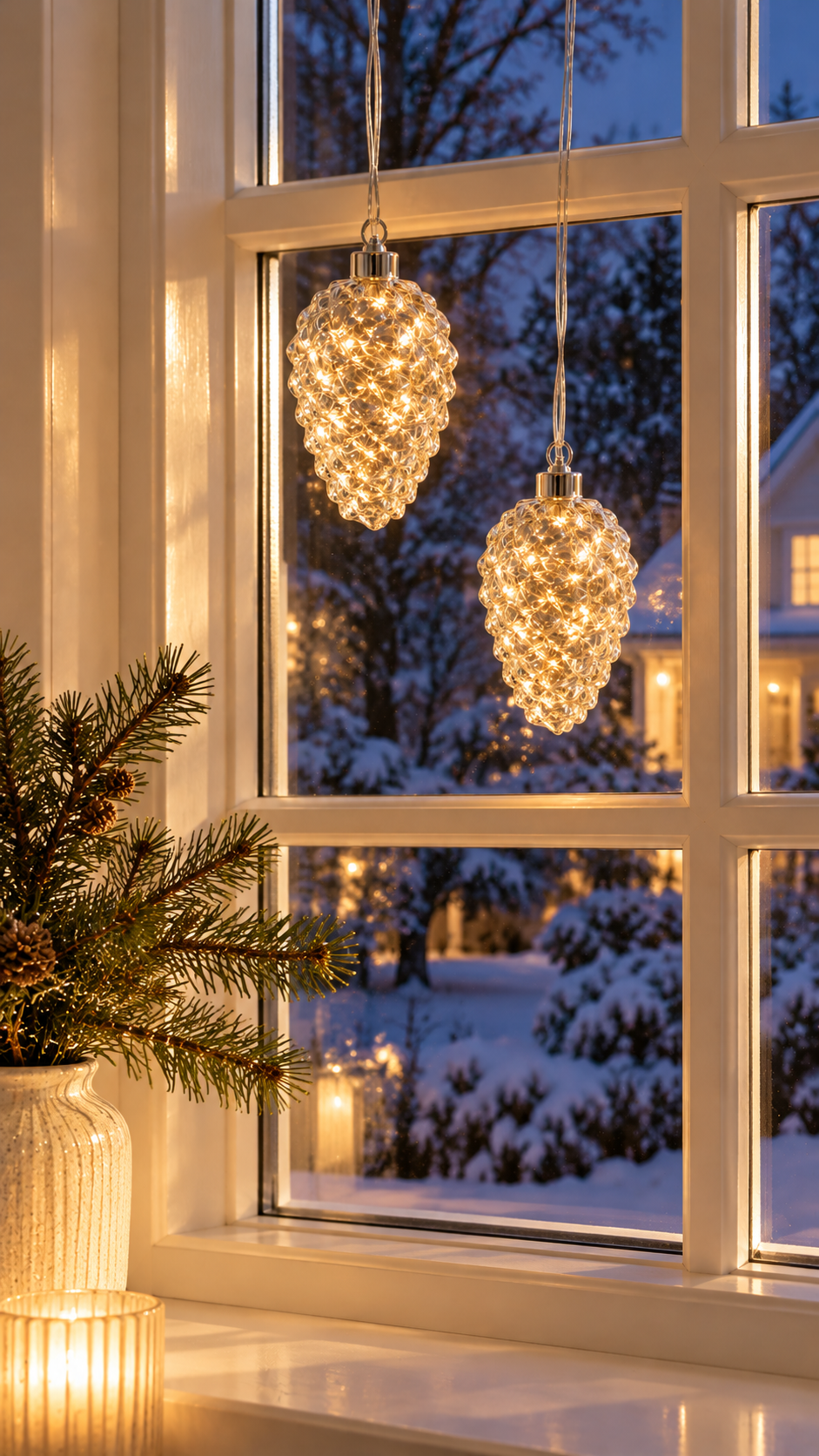 Pomme de pin lumineuse – décoration LED en verre