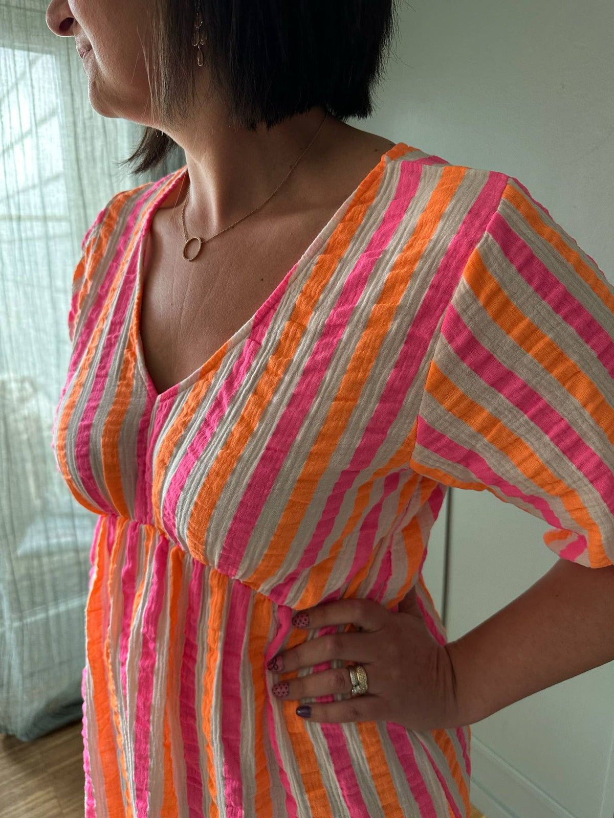 Robe Andrea - Stripe Fuxia/Orange