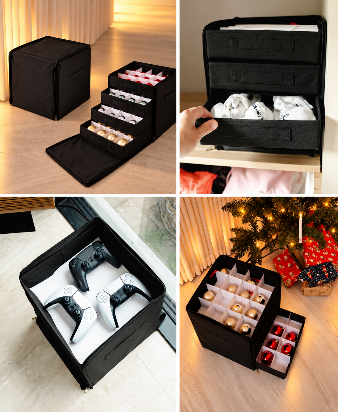 Boîte de rangement à tiroirs compartimentés – pour boules de Noël